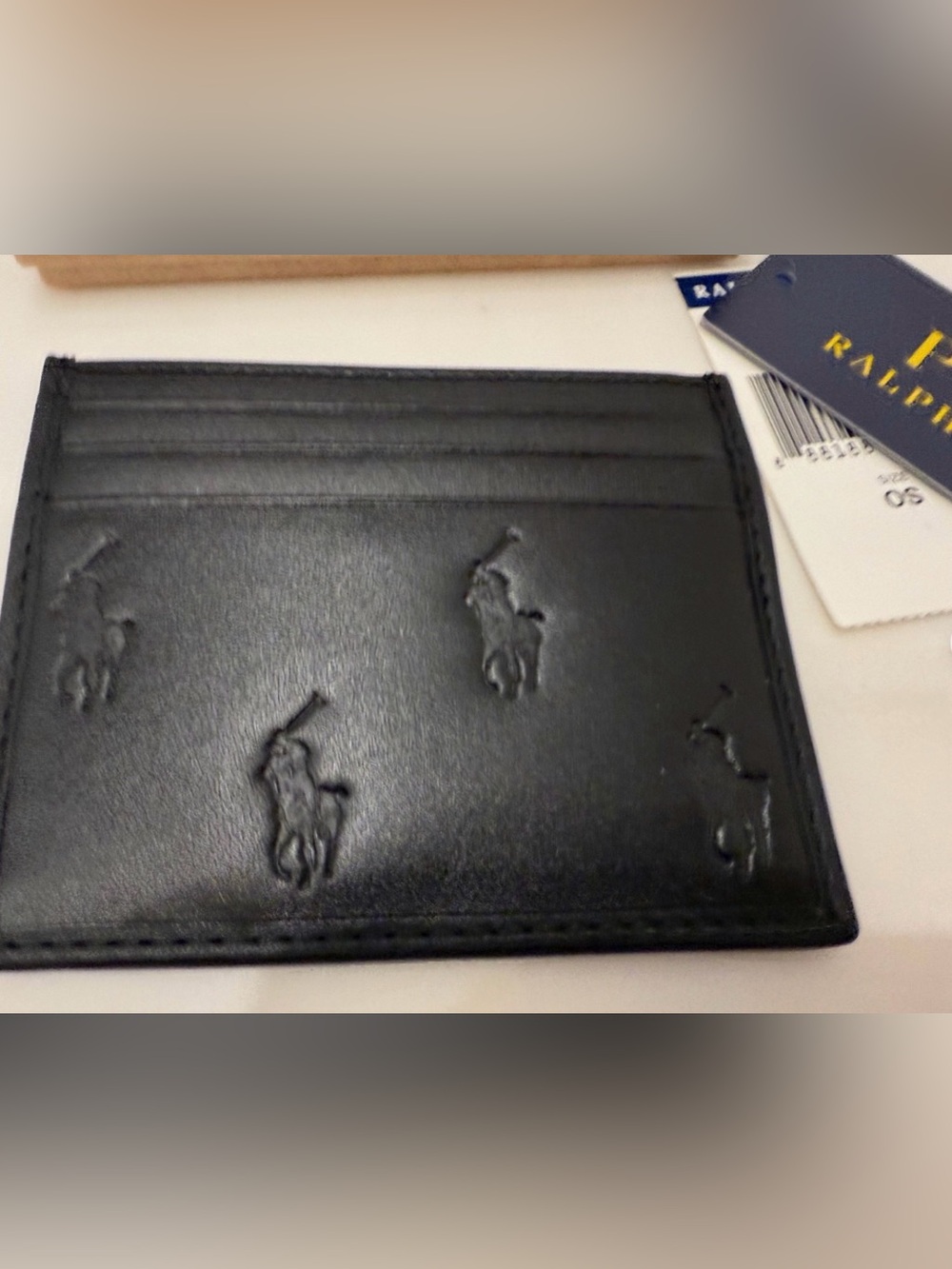 NEW Polo Ralph Lauren ALL OVER PONY Leather Slim Card Case Wallet - BLACK - Picture 3 of 5